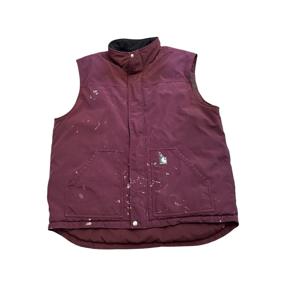 Carhartt V27 RDW Redwood Insulated Work Vest 2XL Tall Paint Splatter As Is